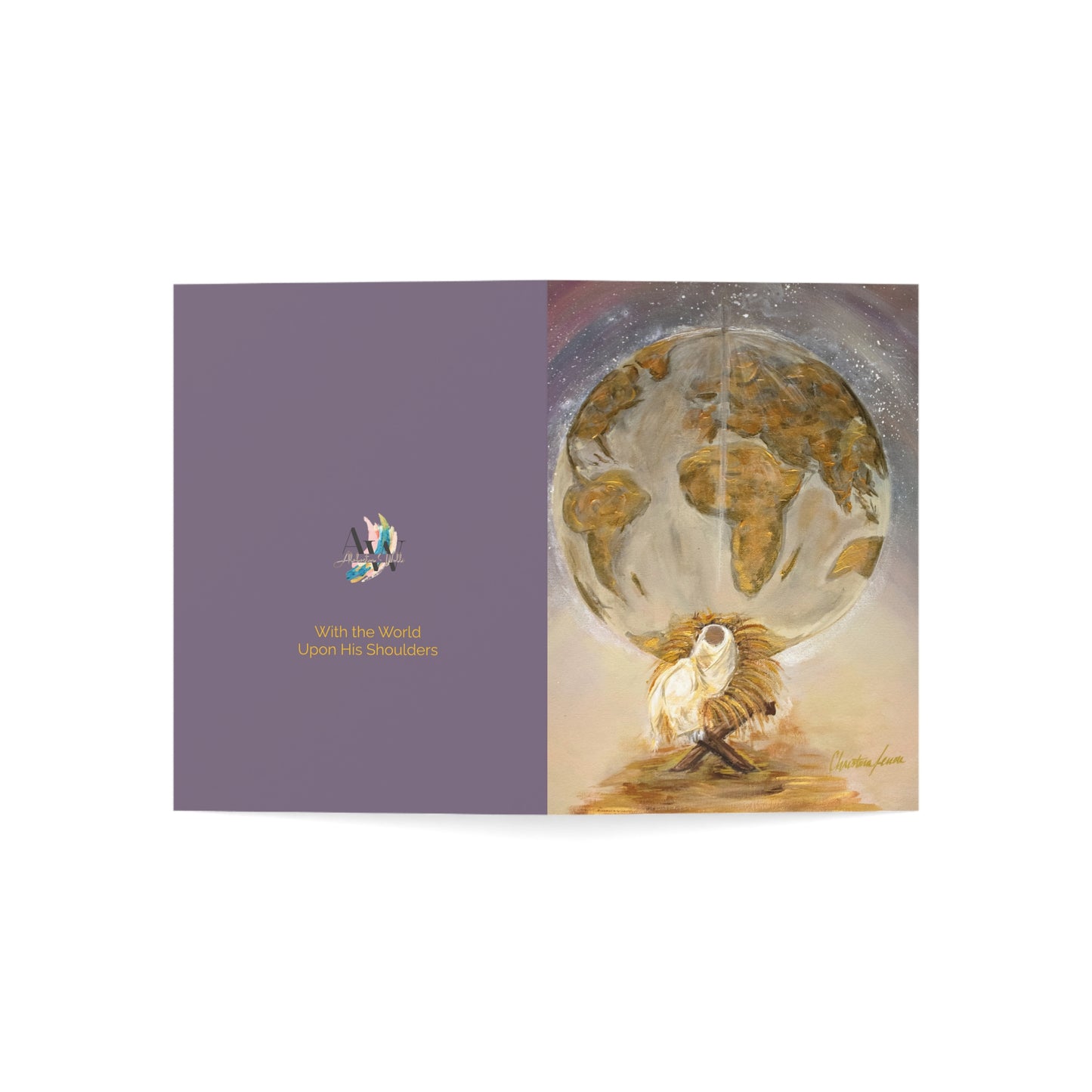 With the World Upon His Shoulders - Greeting Card